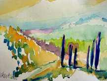 Am Monte Amiata Reiseaquarell